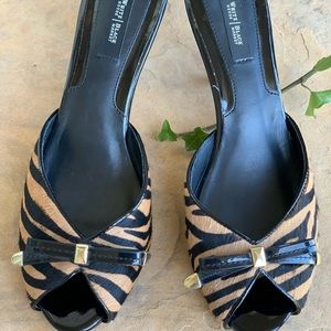 White House Black Market animal print slide heels